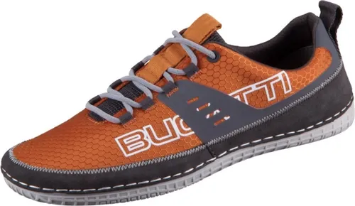 Bugatti Herren Sneaker 341-AFF06-6959 Orange/Grau Gr.44 - Sportlicher Herren Sneaker aus strapazierfähigem Textil, mit elastischen Schnürsenkeln und herausnehmbarem Memory-Foam-Fußbett für optimalen Tragekomfort. Ideal für Alltag und Freizeit.