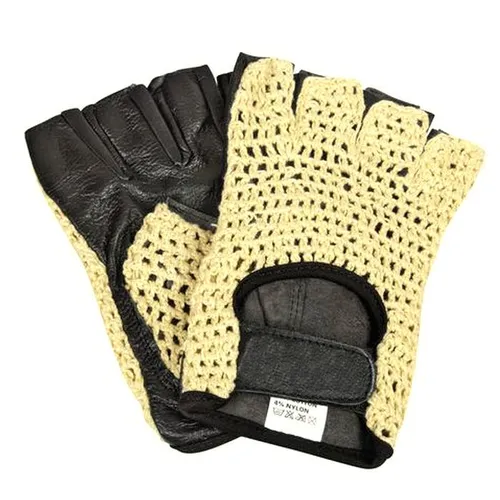 Fahrrad-Handschuhe Retro Vintage Halbfinger Sport Biker MTB Lamm-Leder Schwarz L