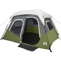 vidaXL Familienzelt mit LED für 6 Personen – Hellgrün, Quick Release