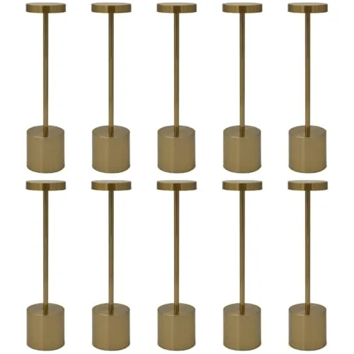 Luxus - Tischlampe Touch - Emilie - Gold - H34 x Ø8 - Terrassenlampe - Schreibtischlampe - LED - Wiederaufladbar - Dimmbar - Tischlampe für innen und außen