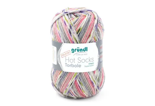 Gründl Wolle Sockenwolle 4fädig Hot Socks Torbole Sockengarn musterbildend Häkelwolle, 420,00 m (Strumpfwolle, Strickgarn, Handstrickgarn, Häkelgarn, 100g zum Stricken, Häkeln, Handarbeiten), 4-fädig (4-fach, 4-ply)