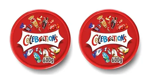 CELEBRATIONS XXL 2x600g Dose | Mini-Schokoriegeln - Schokoladenriegel-Geschenkbox mit beliebten Marken wie Maltesers und Snickers, ideal zum Teilen und für jede Gelegenheit.