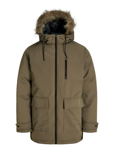 Jack & Jones Parka JJCHARLIE mit abnehmbarem Kunstfell, braun, Größe L (52) - Modischer Parka für jeden Anlass, aus pflegeleichtem Material, ideal für kühle Tage. Mit praktischen Eingrifftaschen und regulärer Passform.