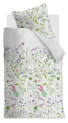 Beddinghouse Bettwäsche Satin, Baumwolle, Blumenzweige auf weißem Hintergrund