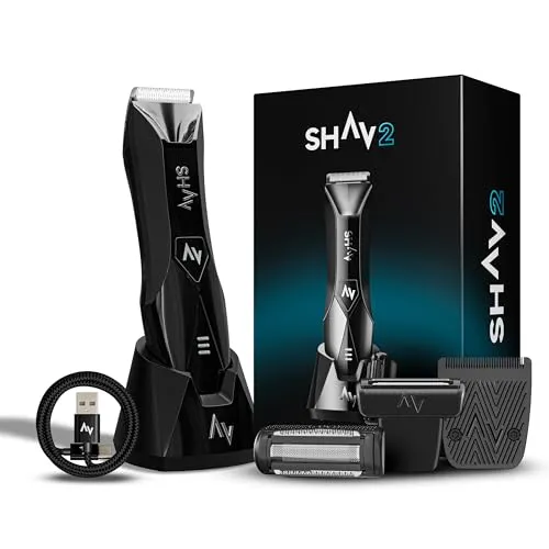 Rasierer herren elektrisch Shav – Bodygroomer & Intimrasierer, Elektrisch, Nass- & Trocken, IPX7 Wasserdicht, Präzisionstrimmer, Kabellos, Trimmer für empfindliche Bereiche