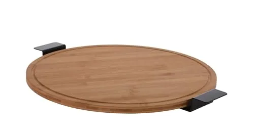 Spetebo Bambus Servierplatte mit 2 Griffen drehbar - 40 cm - Drehteller für Käse Wurst Snacks - Holzteller Servierbrett Gewürzrondell Kuchenplatte