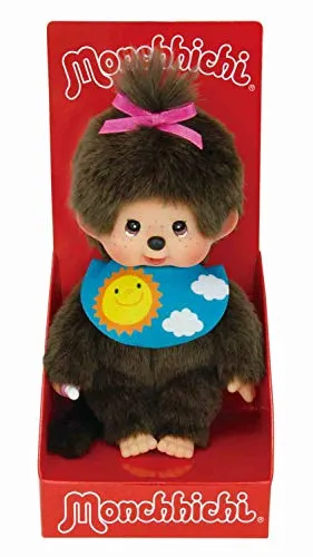 Sekiguchi 233748 Monchhichi Mädchen Sleepy - Plüschfigur ca. 20 cm, aus besonders weichem braunem Plüsch, ideal zum Kuscheln und Spielen, perfektes Geschenk für Kinder und Sammler.