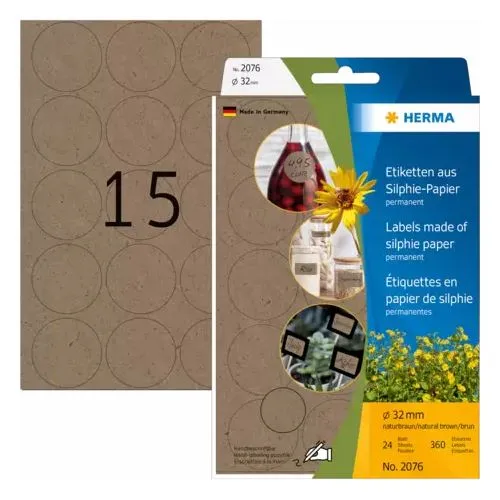 HERMA Büropackung Vielzwecketiketten Silphie 32mm in braun von HERMA