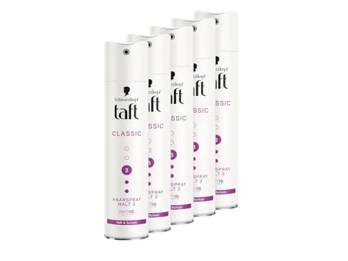 Schwarzkopf Taft Haarspray Classic (5x 250 ml), Haltegrad 3 Haarstyling, Haarspray für alle Haartypen, Halt und Schutz, vegane Formel*