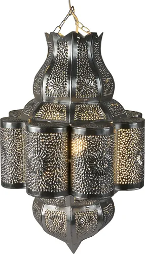 Marrakesch Deckenleuchte Harun Silber – Marokkanische Lampe - Lampen: Handgefertigte marokkanische Deckenleuchte aus silberfarbenem Metall, schafft stimmungsvolle Lichtspiele und orientalisches Flair in jedem Raum.