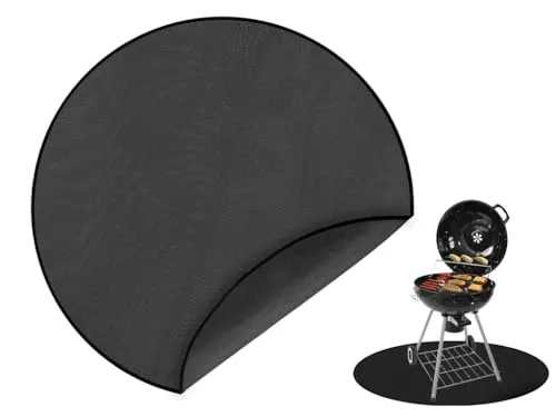 Kellegour Rund Feuerfeste Unterlage,61cm Rund Feuerschale Unterlage BBQ Grillmatte,Feuerschale Matte, Feuerschutzmatte Faltbare für Boden,Terrasse,Rasen,Camping,Deckschutz,Tischgrill,Schwarz