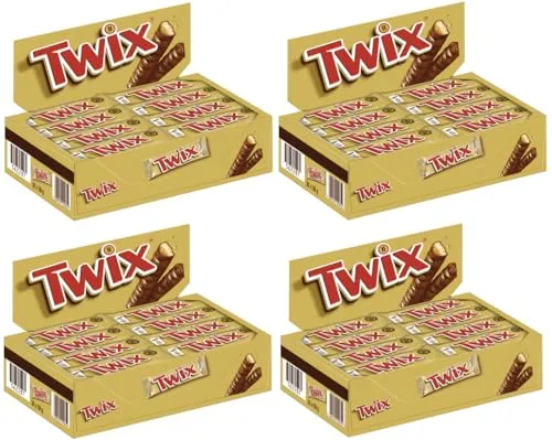 TWIX Doppelriegel 4x 32x50g – Schokoladenspaß für Zwischendurch - Genießen Sie die perfekte Kombination aus knusprigem Keks, zartem Karamell und feiner Milchschokolade. Ideal für eine süße Auszeit. 100% verantwortungsvoller Kakaobezug.