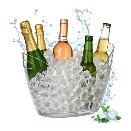 Getränkekühler - Transparentes Eisbehälter für Dosen und Flaschen - Dosen- & Flaschenkühler, ideal für Partys: Hält Getränke kühl und ist leicht zu transportieren.
