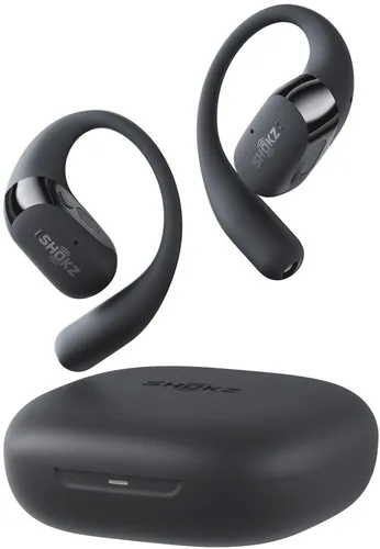 SHOKZ OpenFit 2+ Bluetooth Headset - Open-Ear Komfort - Kopfhörer mit Dual-Treibern für dynamischen Sound und Dolby Audio. Ergonomisches Design für ganztägigen Tragekomfort und bis zu 48 Stunden Musikgenuss. Wasserdicht nach IP55, ideal für jedes Wetter.