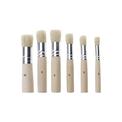 The Lord of the Tools 6 Stück Pinsel aus Naturborsten, Set für Schablonen, aus Holz, für Dekoration zu Hause, Wachs, Basteln, Kunsthandwerk, 9/12/13/17/21 mm