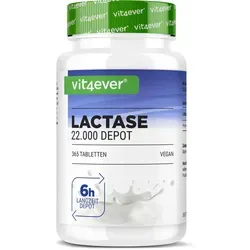 Laktase 22.000 Depot - 365 Tabletten für Laktoseintoleranz - Verdauungsenzyme: Hochdosierte Laktase-Tabletten mit Depotwirkung für eine optimale Laktoseverdauung – vegan und ohne unerwünschte Zusatzstoffe!