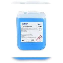 Funny Alkoholreiniger 10 Liter Kanister - Reinigungsmittel für streifenfreien Glanz auf Glas und unempfindlichen Oberflächen, umweltfreundlich ohne Mikroplastik, ideal auch für Reinigungsautomaten.
