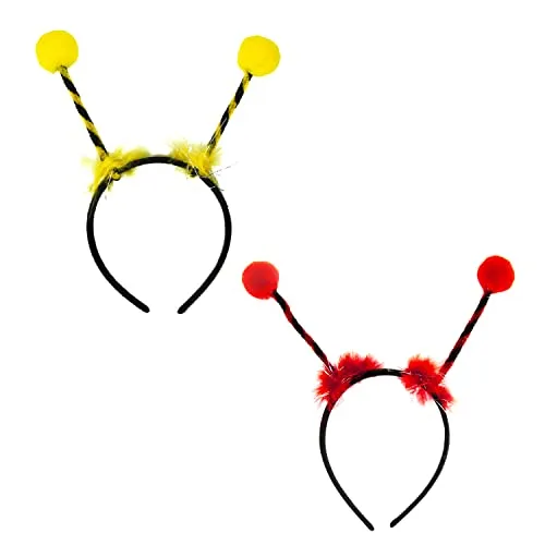 Oblique Unique® Haarreifen Set - Biene + Marienkäfer Haarreif mit Bommeln für Karneval Fasching Motto Party zum Verkleiden Kostüm Accessoires