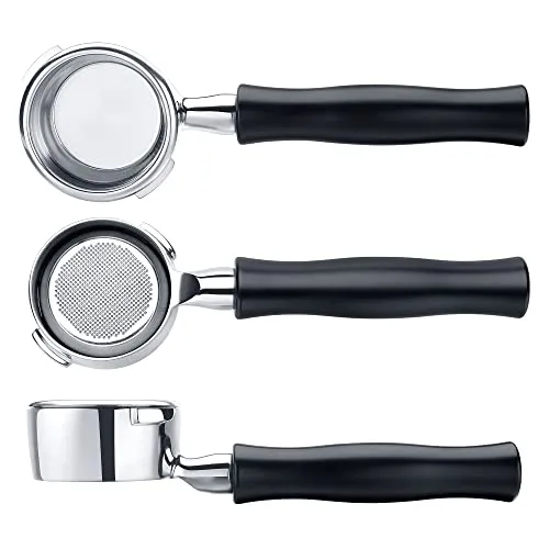 Normcore 58 mm Bodenloser Siebträger für Gaggia Classic Pro mit 2 Tasse Filterkorb, Bodenloser Edelstahl-Siebträger mit Aluminiumgriff für Gaggia Classic mit Siebeinsätzen