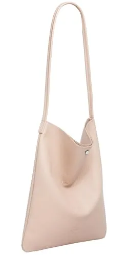 Caspar Klassisch Elegante Schultertasche aus Leder Mittelgroße Damen Shopper Handtasche - CLASSIC LINE - Modell No.822 - Made in Italy, Farbe:ecru