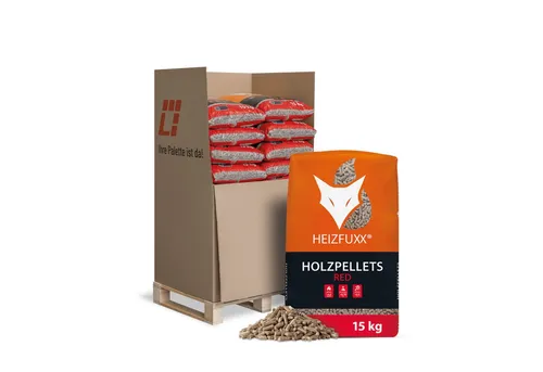 HEIZFUXX Holzpellets Red, 300 kg - Hochwertige Heizlösung - Pellets, 300 kg auf Einwegpalette, ideal für effiziente und umweltfreundliche Heizsysteme.