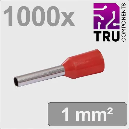 TRU COMPONENTS TC-13377200 Aderendhülse 1mm² Teilisoliert Rot 1000St.