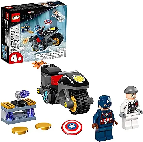 Produktbild LEGO Marvel Captain America and Hydra Face-Off 76189 Collectible Building Kit; Captain America and Motorcycle Set; New 2021 (49 Pieces)