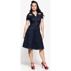 Queen Kerosin Swing Damen Jeanskleid, blau, Größe 3XL