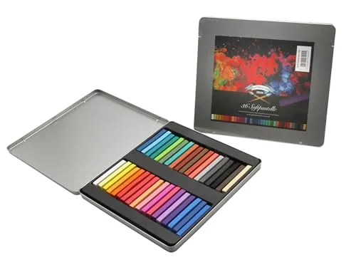 Paintersisters® Soft-Pastellkreide Set – 36er & 72er Metallbox, Hochwertige Pigmentierung, Künstlerqualität (36er)