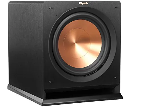 Klipsch R-112SW Subwoofer - 118 dB Output in Schwarz - Subwoofer mit 400W Digitaler Endstufe, internem Flare-Design für minimale Strömungsgeräusche und drahtloser Anschlussmöglichkeit für flexibles Heimkino-Setup.