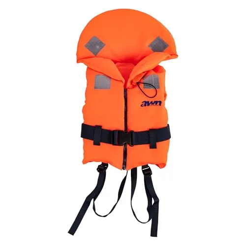 awn Rettungsweste BRAVISSIMO 30–40 kg, Schwimmweste für Kinder, Jugendliche & Erwachsene, mit Kragen, Signalpfeife und Reflektoren