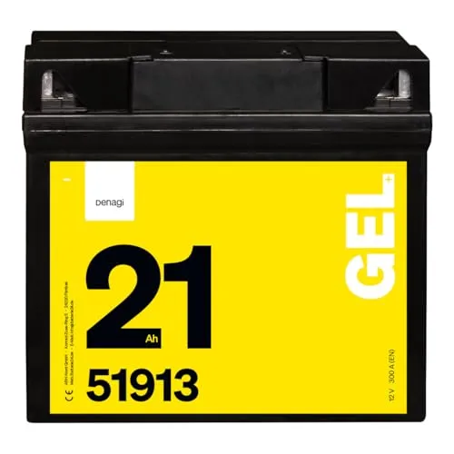 Denagi 51913 GEL Motorradbatterie 12V 21Ah, wartungsfrei versiegelt vorgeladen