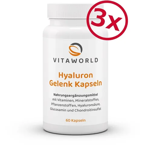 3er Vita World Hyaluron Gelenk 180Kap,Glucosamin,Chondroitin,Vitaminen,Mineralen