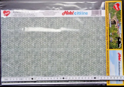 Heki 12072 (40,99€/m²) H0 Großpflaster, 3 Bögen, 34 x 21,5 cm Heki citiline, Neu