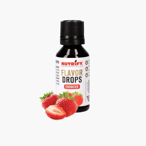NUTRIFY Flavour Drops Erdbeer 30ml - Zuckerfrei & Vegan - Energy & Fitness Drinks: Aromatropfen mit Erdbeergeschmack, perfekt zum Süßen von Speisen und Getränken ohne Zucker. Ideal für gesundheitsbewusste Genießer!