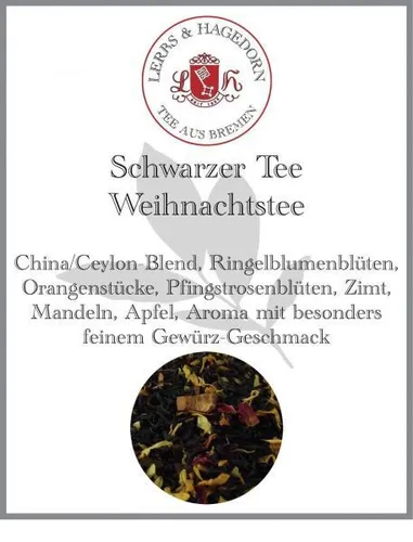 Schwarzer Tee Weihnachtstee 250g China/Ceylon-Blend, Ringelblumenblüten, Orangen