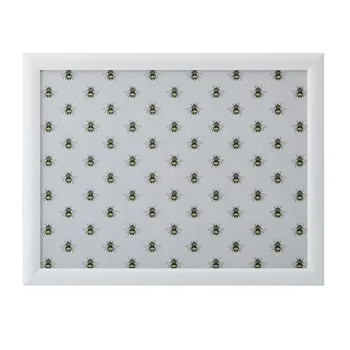 Creative Tops Bee Print Lap Tray mit Kissen, Sitzsack gepolstert, tragbarer Lap Desk, Schreibtisch Laptop Tablett 44cm x 34cm x 6cm