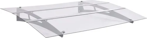 The Living Store Türvordach Silbern und Transparent 120x90 cm Polycarbonat