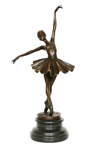 Aubaho Dekoobjekt Bronzeskulptur Tänzerin Ballerina - Deko-Objekte: Edle handgefertigte Bronze-Skulptur im antiken Stil, ideal für Liebhaber klassischer Kunst und stilvolle Wohnräume.