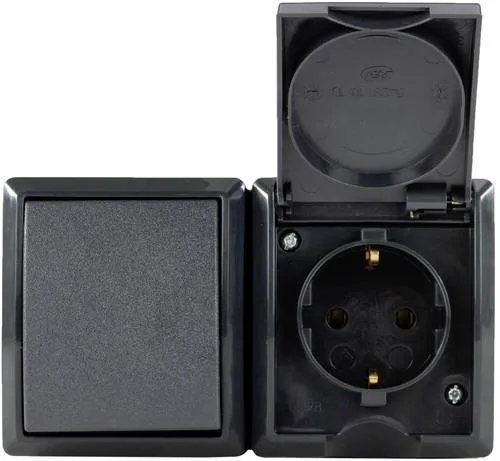 REV 0007861900 Aufputz-Steckdose mit Schalter IP44 Anthrazit