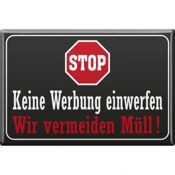 Magnet - Stop Keine Werbung ... - Gr. ca. 8 x 5,5 cm - 38843 - Küchenmagnet