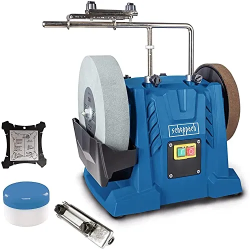 Scheppach TIGER7000S Nass-Schleifsystem 250mm - Schleifmaschine für präzises Schleifen mit Winkellehre und Abziehpaste, ideal für Profis und Hobbyhandwerker, die Wert auf Qualität legen.