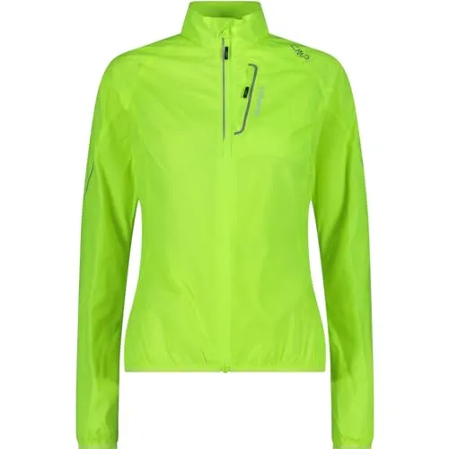 CMP Ultraleichte, Wasserabweisende Jacke, Gelbes Fluo, 36 EU - Laufjacke für Damen, ultraleicht und wasserabweisend mit reflektierenden Aufdrucken für optimale Sichtbarkeit bei jedem Wetter.
