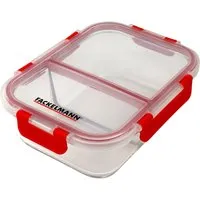 FACKELMANN Vorratsdose mit Teiler, 1050 ml - Frischhaltedose mit Teiler für optimale Lebensmittelaufbewahrung, auslaufsicher dank Silikondichtung, spülmaschinen- und mikrowellengeeignet.