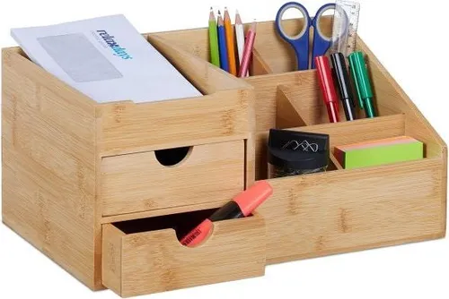 Bambus Schreibtischorganisation mit 2 Schubladen