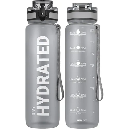 Produktbild Sport Trinkflasche BPA-frei 1L Auslaufsicher Grau