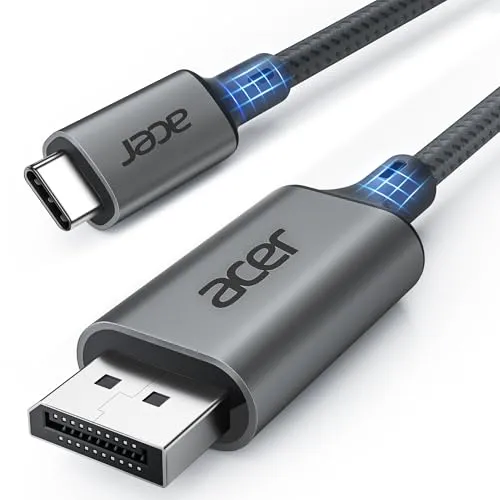 acer USB C Displayport Kabel (4K@60Hz, 2K@165Hz), Typ C Thunderbolt 3/4 auf DP Kabel mit MST, Freesync. Für iPhone 15/16 Pro Max MacBook iPad Pro Air M2 Mac mini M4 Surface Pro 8 usw. -1m