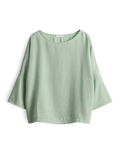 OPUS Damen Dreiviertelarmshirt SUMANA | Bequemer Batwing Fit in Green Glow - T-Shirts für Damen, elegantes und bequemes Shirt aus hochwertigem Lenzing Ecovero Material für ein angenehmes Tragegefühl und vielseitige Kombinationsmöglichkeiten.