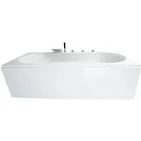 Basera Badewanne Palma 190 x 90 cm mit Wasserfall und LED-Ambiente - Badewanne für 2 Personen mit LED-Farblichtambiente in 7 Farben, gepolsterten Kopfstützen und hochwertiger Sanitäracryl-Oberfläche für optimalen Komfort und Wärmespeicherung.