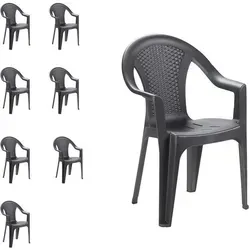 Stapelstuhl Ischia Rattan-optik Anthrazit - 8er Set - Praktisches 8er Set Stapelstühle in anthrazit für Garten und Balkon. Pflegeleichter, wetterfester Kunststoff sorgt für Langlebigkeit. Ideal für entspannte Stunden im Freien!